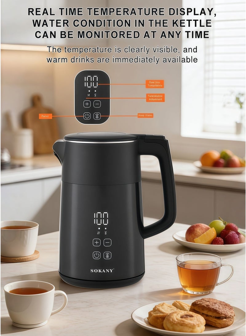 sokany Electric Kettle with Temperature Control and Wifi, 1.7L Heater Lnstant Hot Water Boiler, Coffee Tea Kettle, Keep Warm 8hr, Auto Shut- Off, Digital Display - Image 3